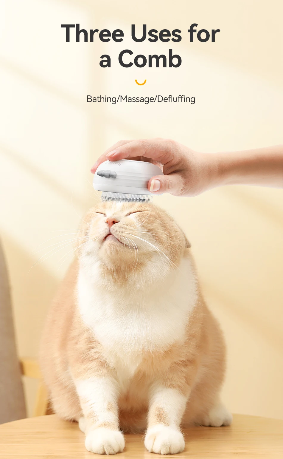 Rojeco Katze Dampf bürste Tierhaar Kamm elektrische Sprüh gerät Katzen haar bürsten für Massage drahtlose Katze Hund Haar bürste Pflege zubehör – Detail 7