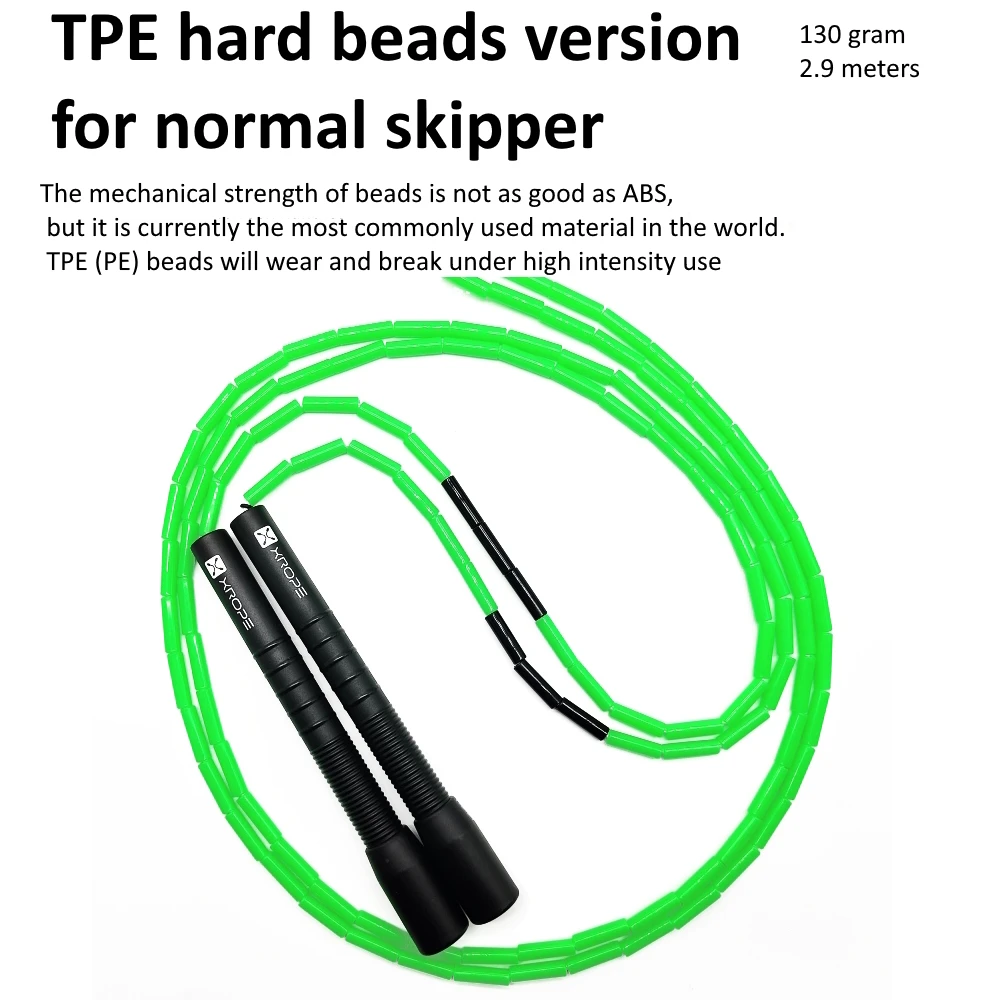 NEVERTOOLATE XROPE ABS 7mm hard beads jump skipping rope beaded skip rope Professional competition 2.9 meter long handle