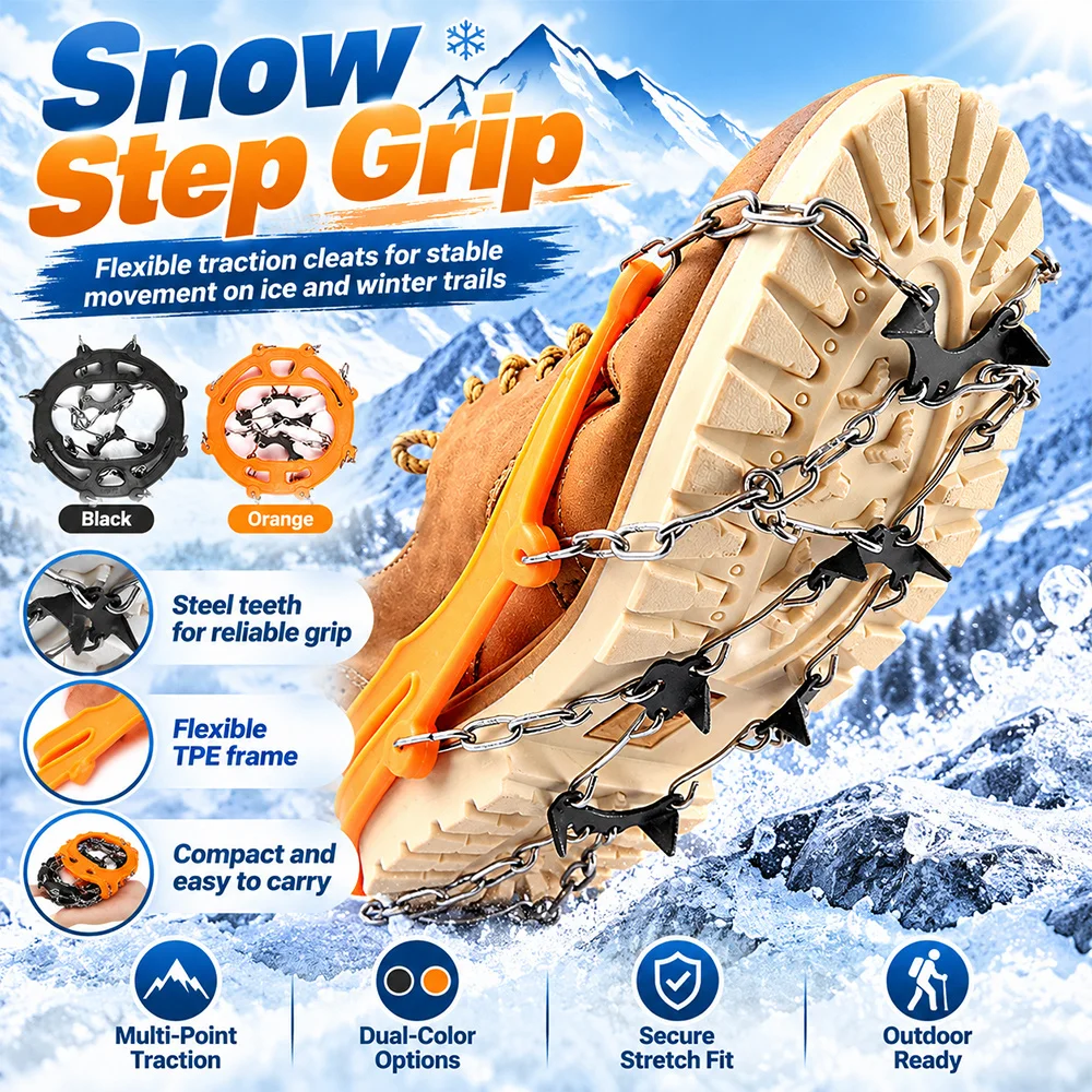 Non Slip Ice Snow Grippers 8 Teeth Crampons Boots Cover Winter Hiking Climbing Shoes Spikes Outdoor Traction Equipment