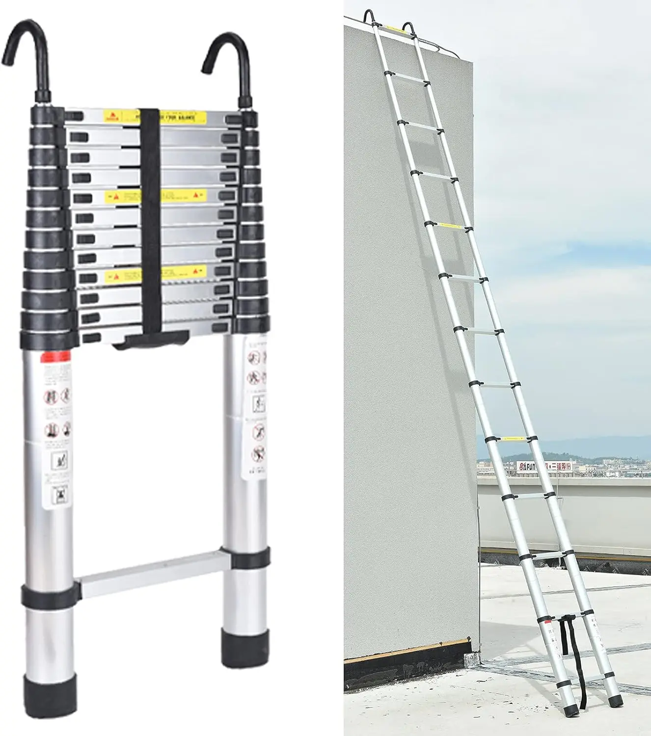 Telescoping Ladder 16.5FT Aluminum Telescopic Ladders Lightweight Extension Ladder for Roofing Business Household Use 330LBS