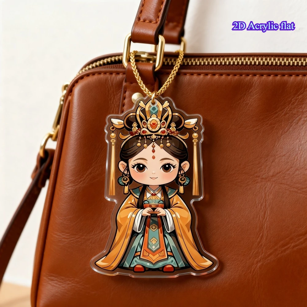 2D acrylic flat car rearview mirror pendant, Mazu pendant, cartoon car decoration, a gift symbolizing peace and good fortune
