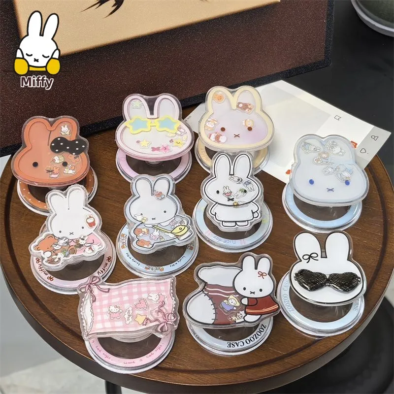 

Магнитная подставка для телефона Kawaii Miffy в виде милого кролика Милфи с погремушкой, для Magsafe, с сильным клеевым креплением, настольная подставка для ленивых