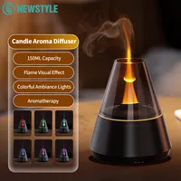 Simulated Candle Colorful Flame Night Light with Ultrasonic Humidifier 3 Level Timing Household Car Essential Oil Aroma Diffuser