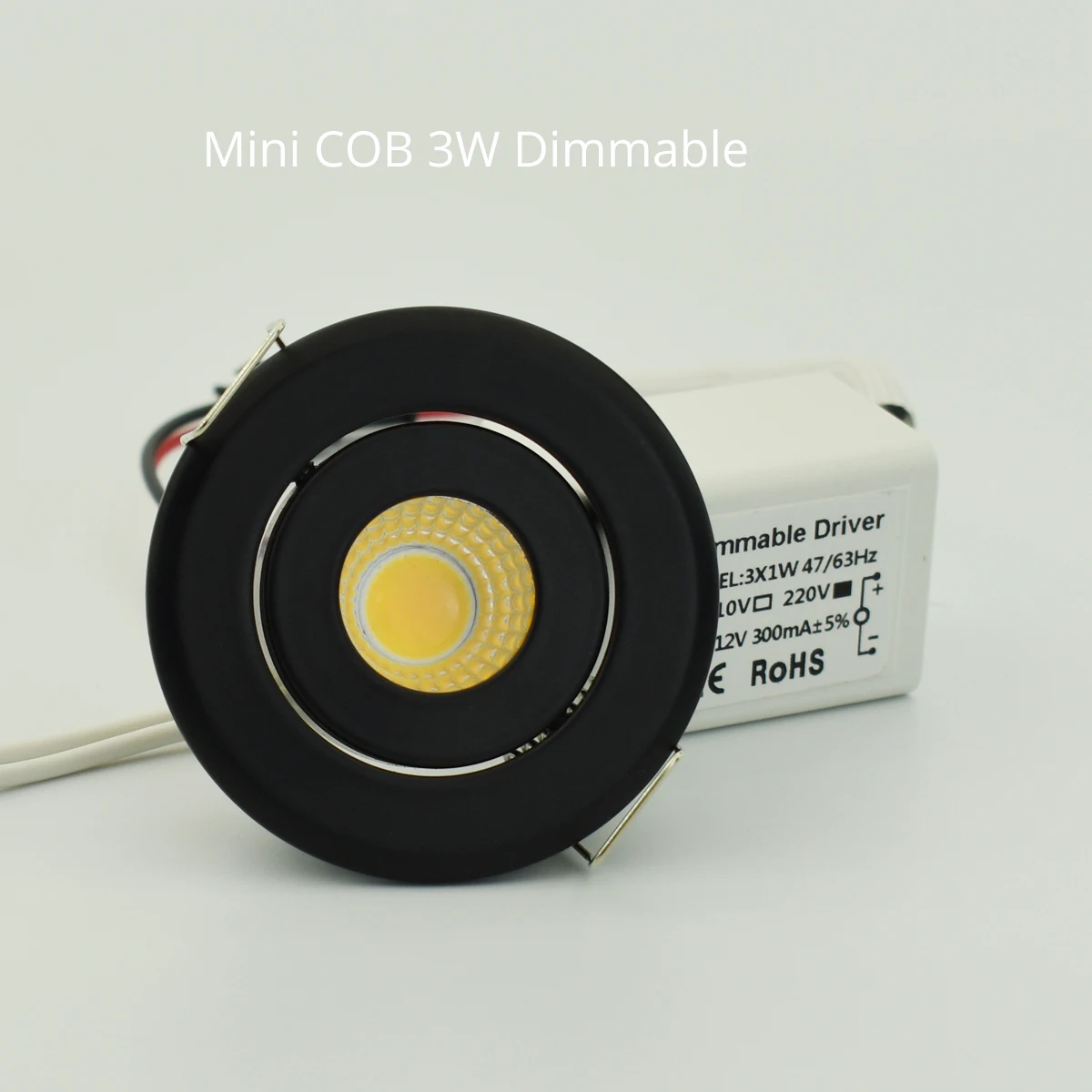 10Pcs Mini 1W Cob 3W Zwarte Afwerking Led Downlight Inbouwspot Plafondlamp Cut 40-45mm Volledige Aluminium