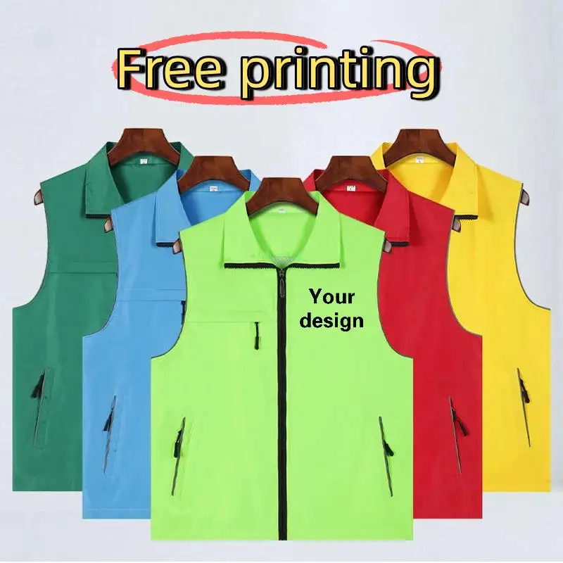 Volunteer Workwear With High-quality Three Pocket Vest Printed With Logo Team Building Cultural Shirt Printed With Workwear