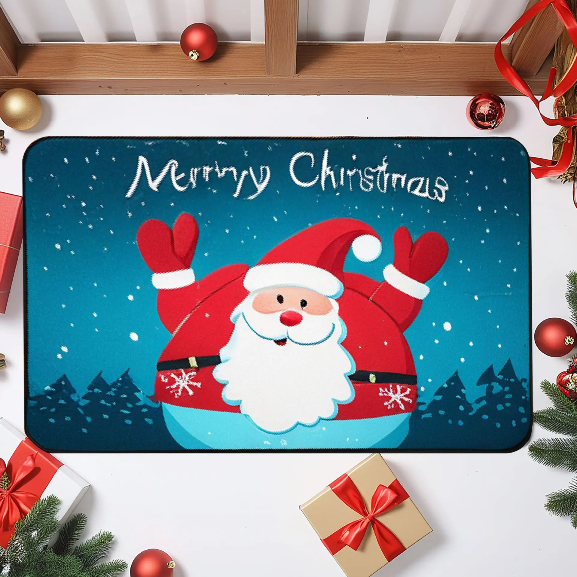 Christmas Decoration Door Mat Crystal Velvet Carpet Entry Door Porch Dirty Washable Mat Balcony Bathroom Foot Rugs