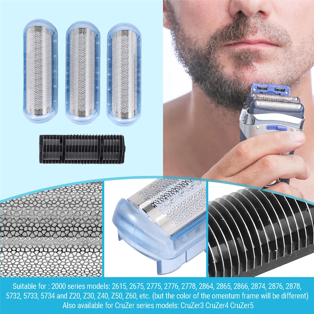 

Качество! Для Braun 20S 2000 серии CruZer 1 2 3 4 2615 2675 2775 2865 2776 170 190 2864 сетка для бритвы