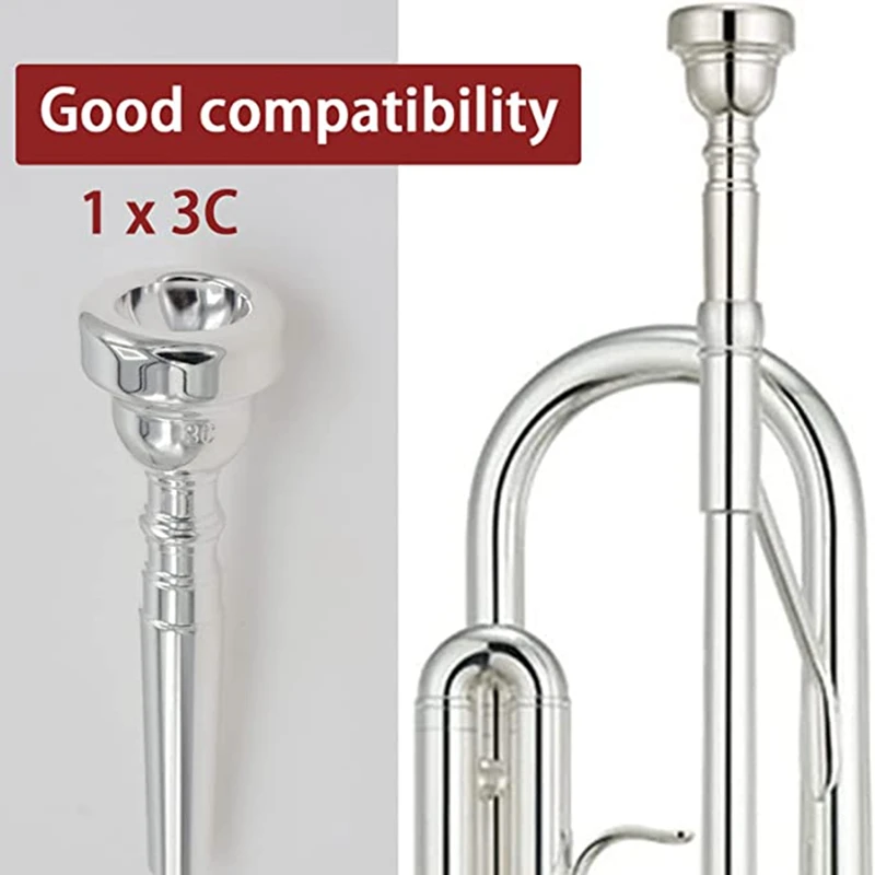 Promotion! 3C Horn Mouthpiece Brass Horn Mouthpiece Silver Plated Horn Mouthpiece