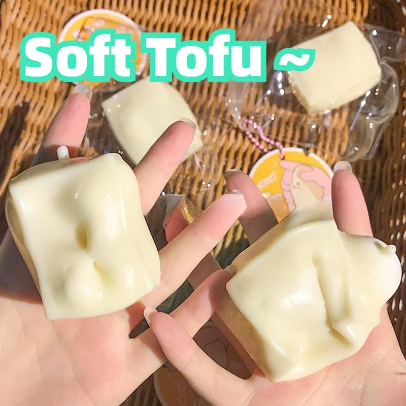 Jouet anti-stress souple et ultra-moelleux en forme de tofu, à récupération lente, pour soulager le stress