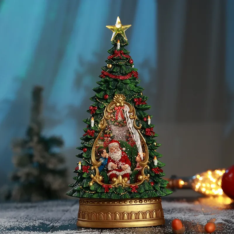 Christmas Snowman Music Box Tree Decoration Festive Scene Arrangement Ornament for Kids Gift Holiday Home Decor Wholesale