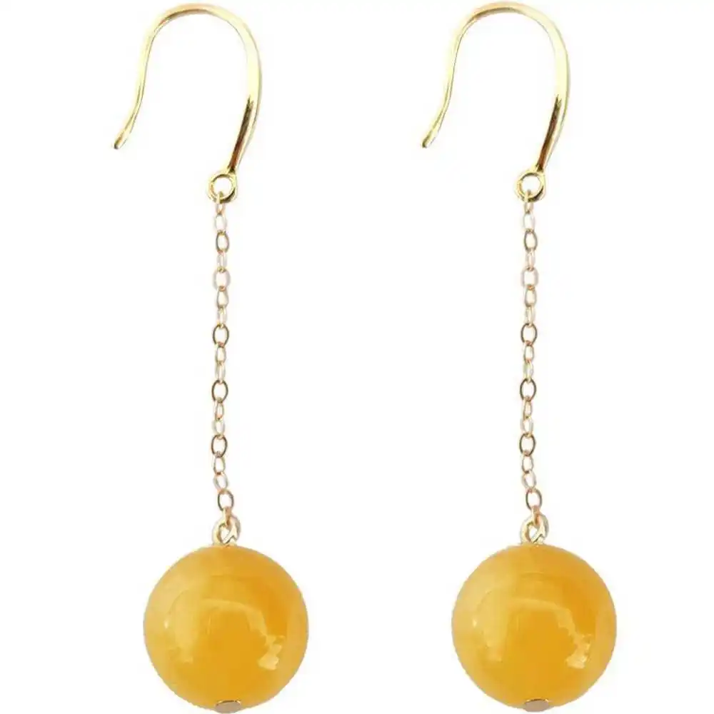 SILVER PIERCE EARRINGS AMBER AFRO HOOK Cultured VALENTINE'S DAY Women Fashion Party Lucky Aquaculture