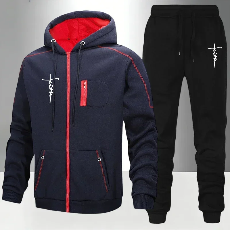 2026 Autumn and Winter New Men Women Zippered Jacket Sportswear Set Outdoor Suit Jogging Casual Sweatshirt + Pants 2-piece Set