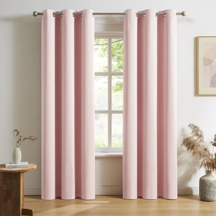 

Solid Pink Curtains 84 Inches Long Baby Pink Blackout Curtain Panels Drapes for Girls Bedroom Decor Grommet Room Darkening Therm