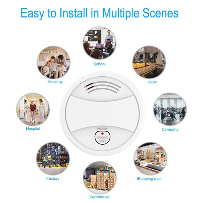 Tuya-Détecteur de struction ée Stroboscopique Wifi Intelligent, Capteur d'Incendie Sans Fil, Contrôle de struction ée pour Bureau et Maison, Protection contre les Incendies