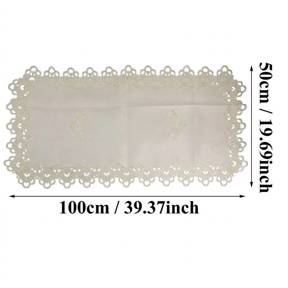 2 Piece Embroidered For Tablecloth with Floral Design and Lace Border for Coffee For Table and Dining For Table