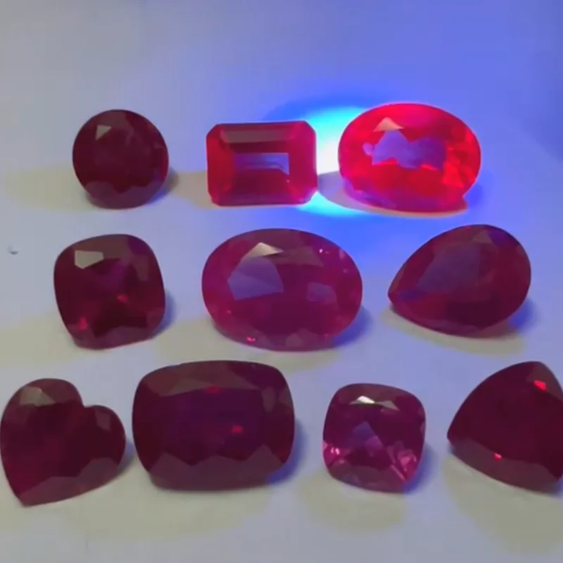 Pretty Ruby Fluorescent Ruby Tested by UV Light VVS Loose Gemstones for Jewelry Making and Gemstone Collecting DIY Gem Beads