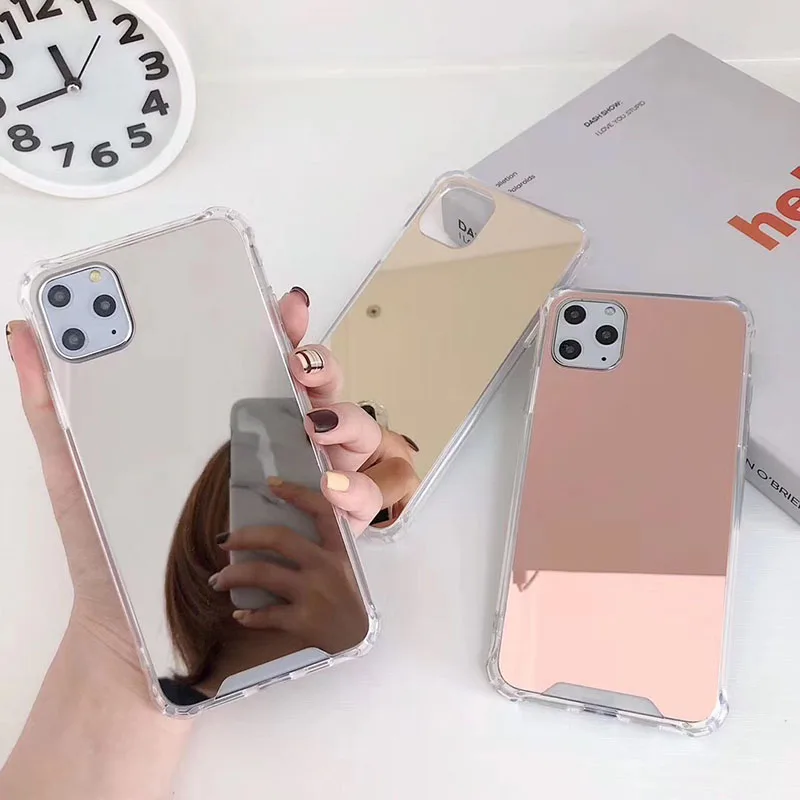 Luxe spiegel TPU telefoonhoesje voor iPhone 16 15 14 13 12 11 Pro XS MAX XR Stootvaste achterkant hoesje voor iPhone 7 8 Plus SE2020
