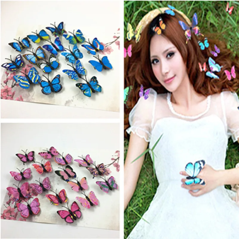 5PCS New Princess 3D Simulation Butterfly 4.5CM Cute Girls Hairpins Children Headwear Hairgrip Hair Clips Hair Accessories