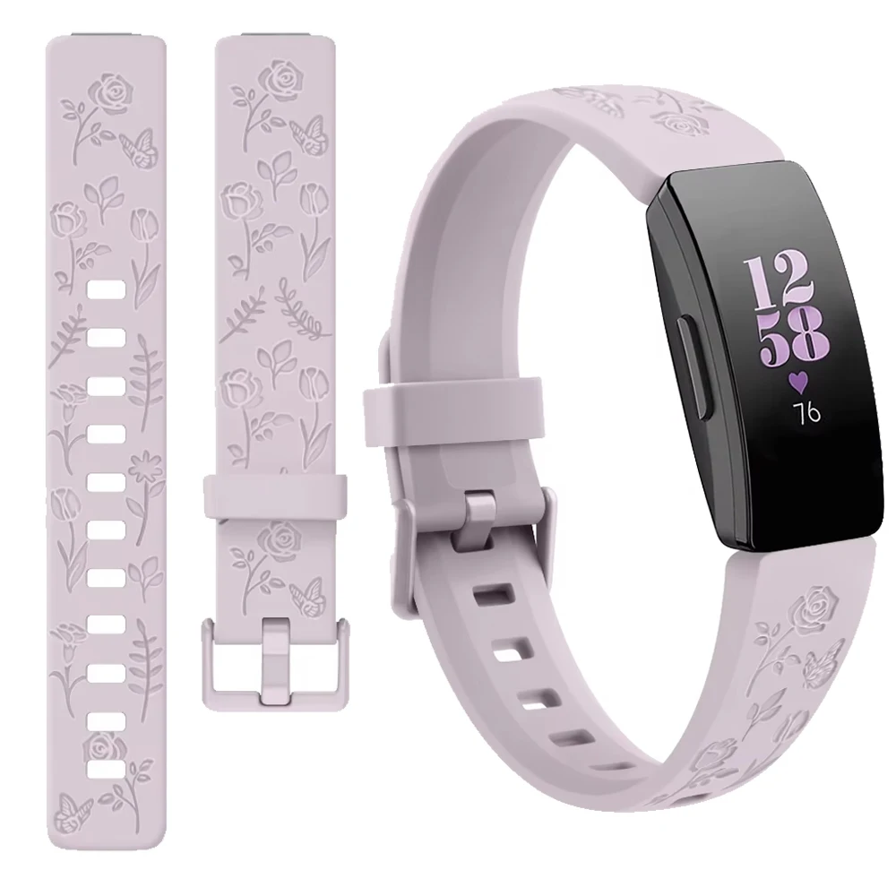 Soft TPU Flower Engraved Watch Strap For Fitbit inspire/inspire 2 Band Sport Wristband For Fitbit Inspire HR Bracelet Correa