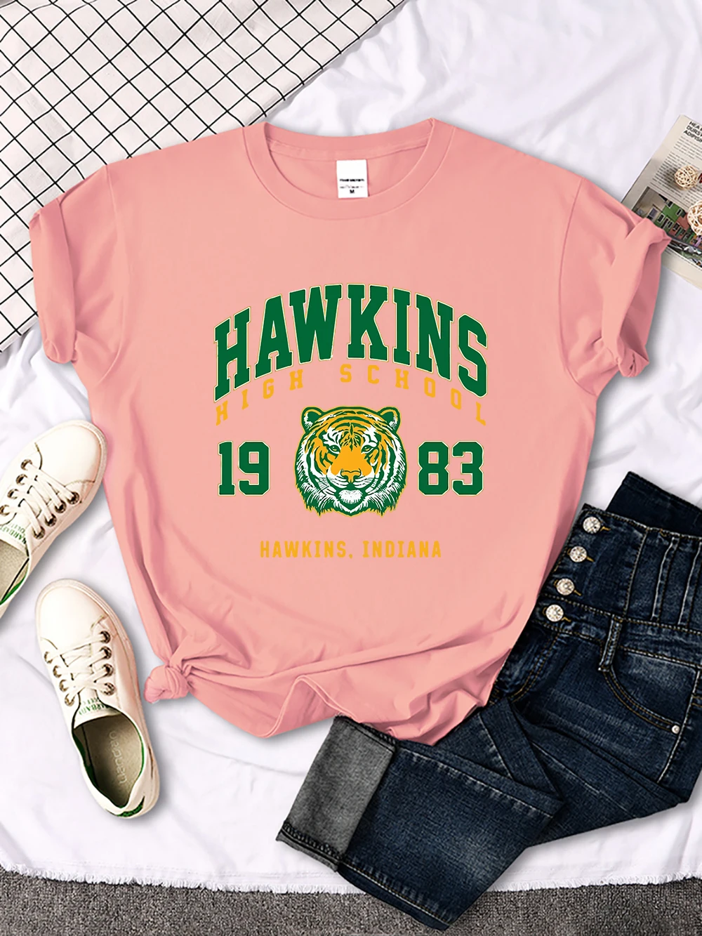 Hawkins High School 1983 T-Shirt damski z nadrukiem Nowe koszulki Harajuku Moda uliczna Streetwear Casual Crewneck Odzież