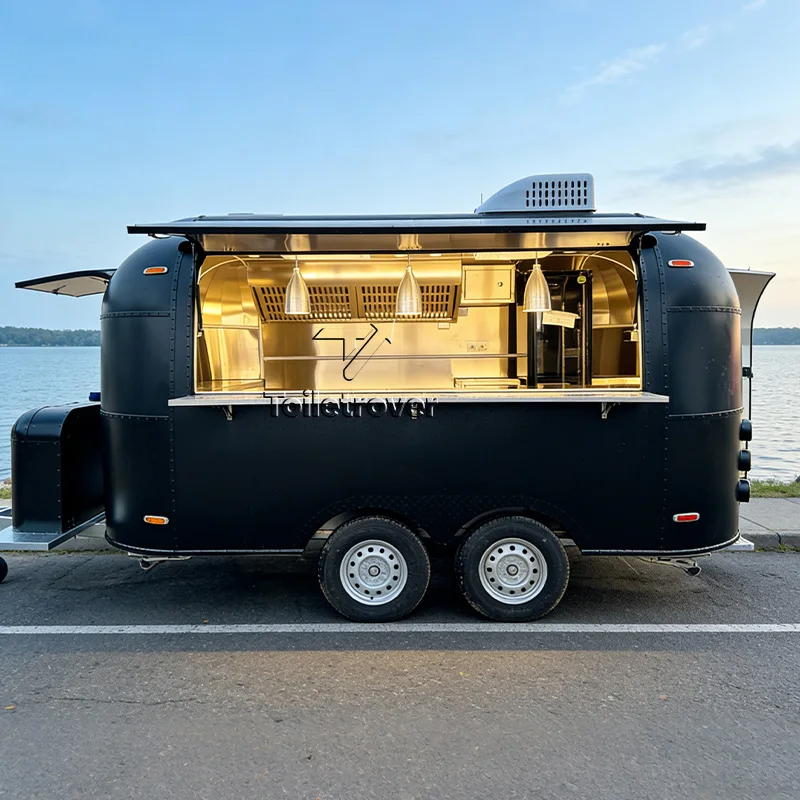 Commercial Catering Mobile Fast Food Trailer USA Customized Square Food Truck with Full Kitchen Dining Car Foodtruck Restaurant