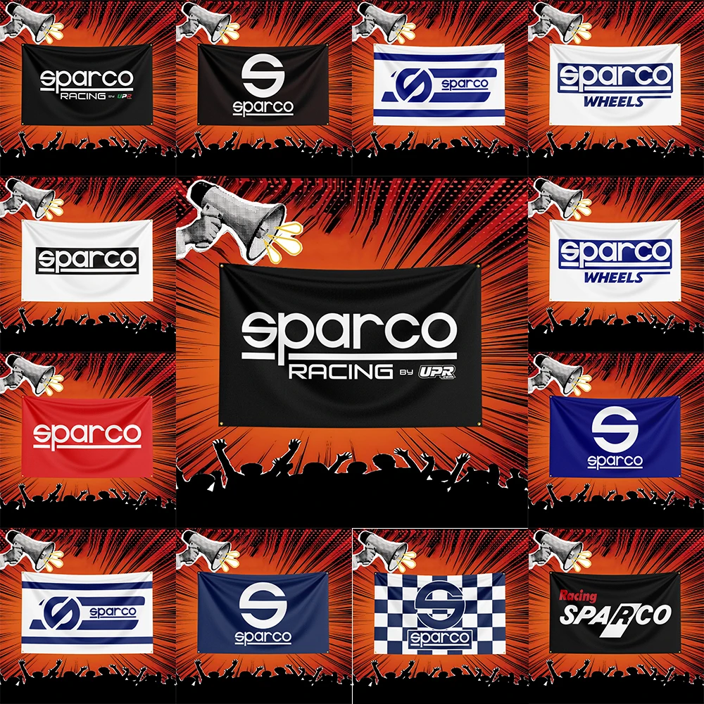 Sparco Auto Parts Flag 3x5 FT Polyester Banner For Garage Workshop Wall Decor Mechanic Gift