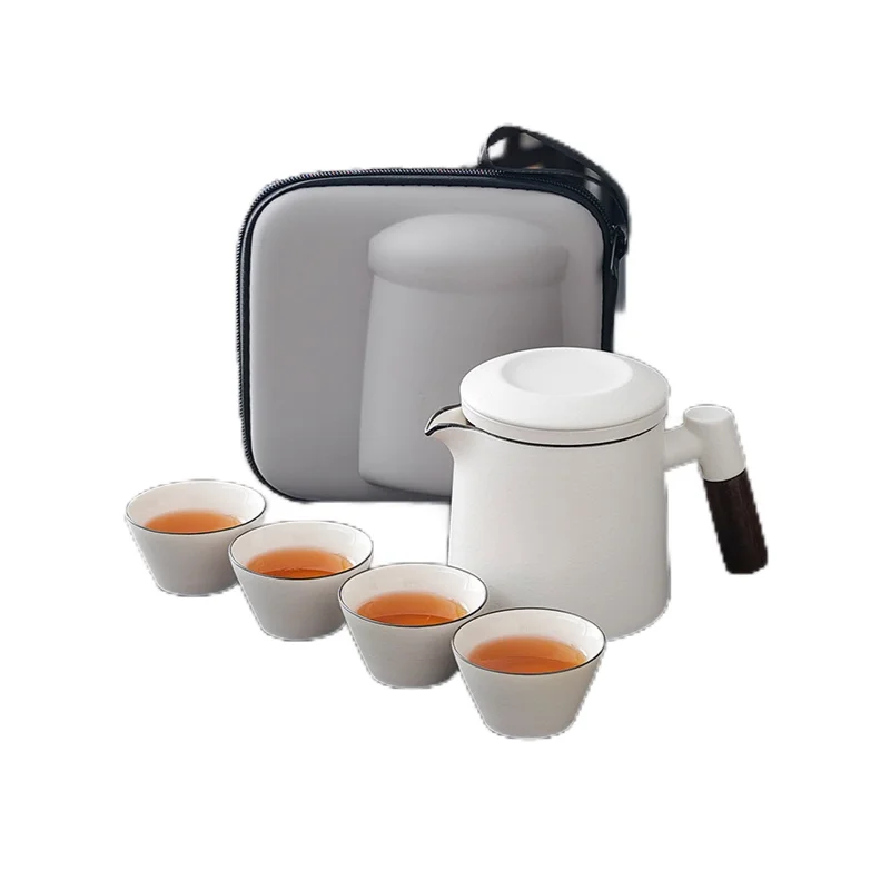 

Portable one-in-one gift, bag outdoor travel teapot cup set with tray soaker