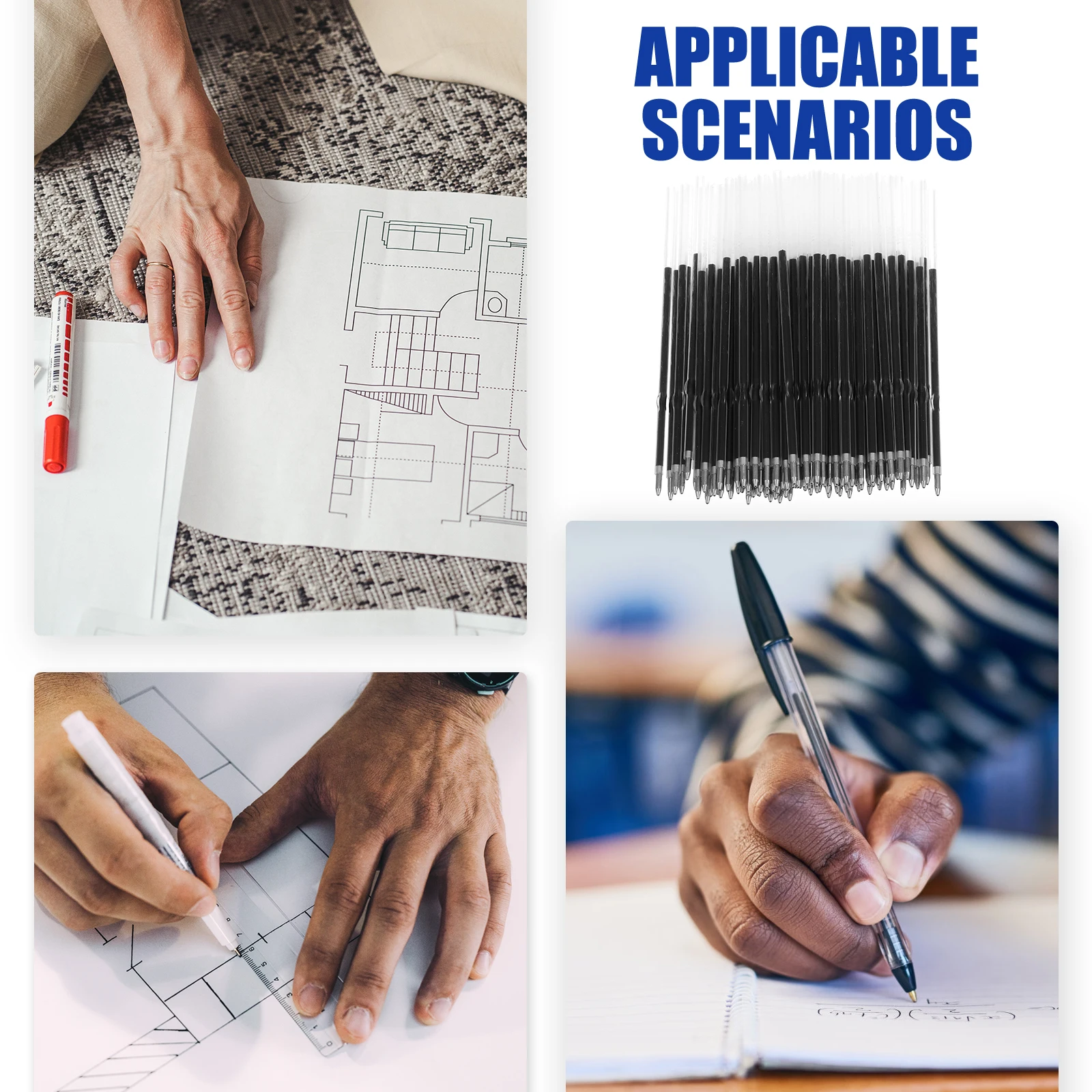 100 Pcs Pen Refills 0 Ink Refills For Beadable Pen 7mm Blue Ink Core for Office Writing Smooth Longlasting Easy