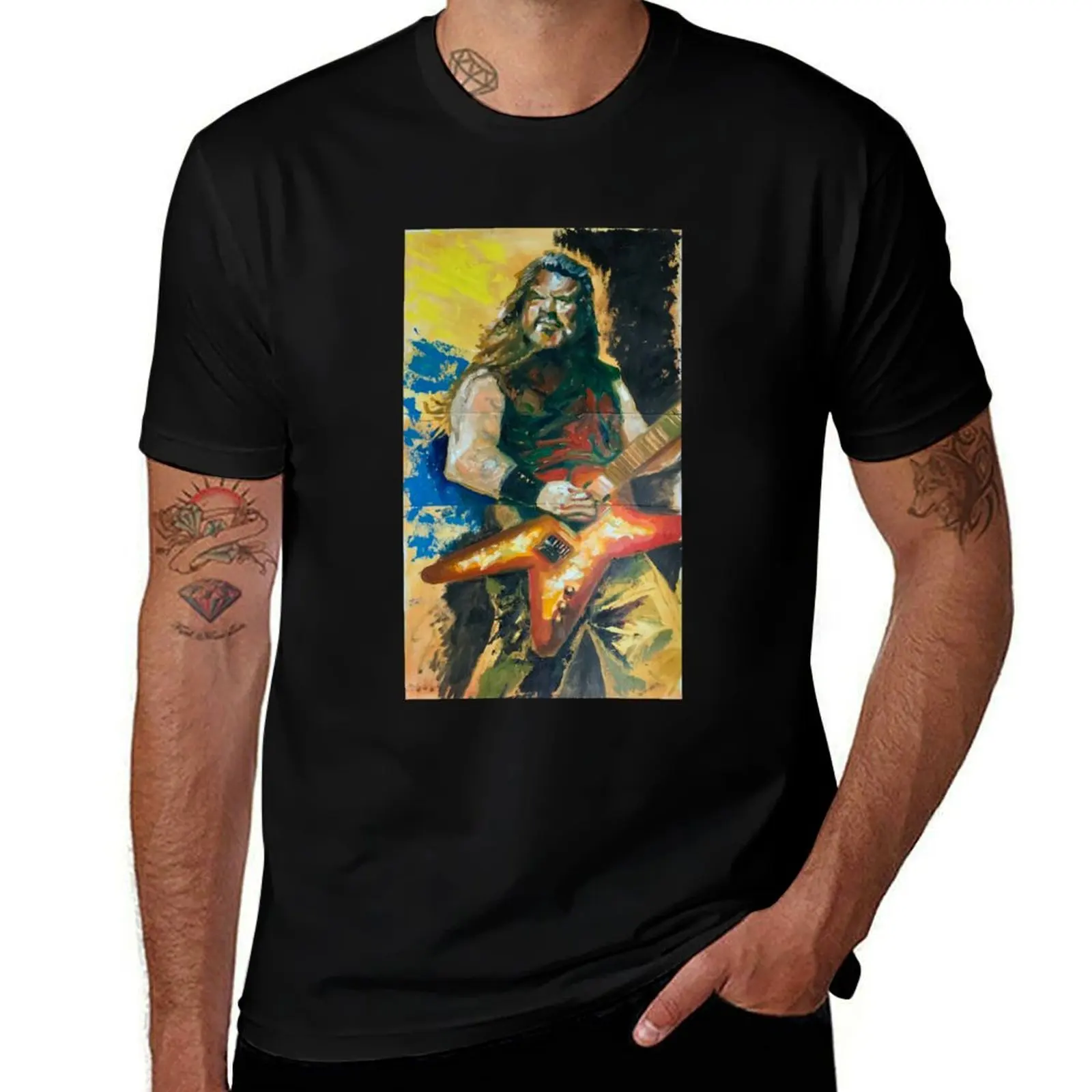 

Dimebag Darrell oil painting on a beer box T-Shirt plain customs design your own t shirts for men cotton