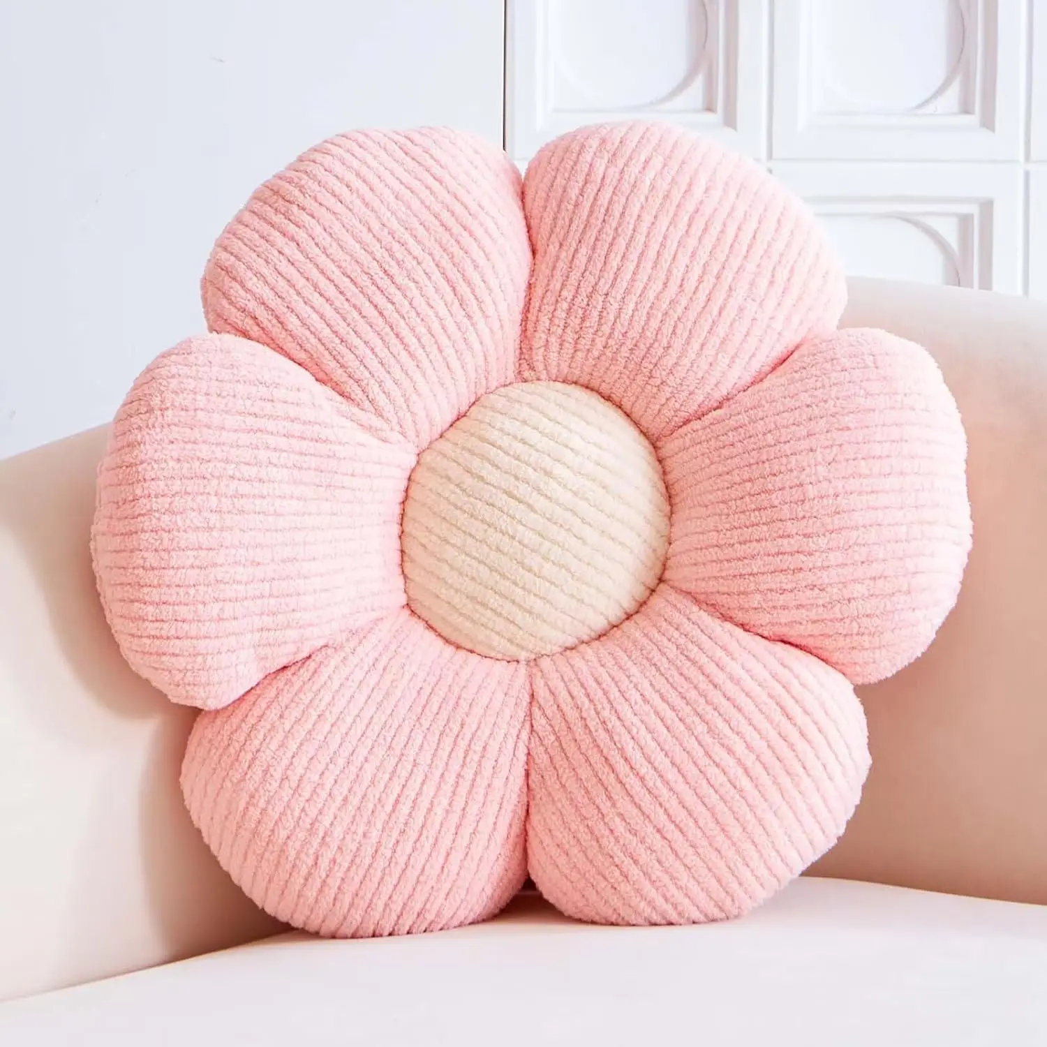 

Soft Daisy Flower Pillow, Decorative Plush Cushion for Floor or Sofa, 14.9" Size
