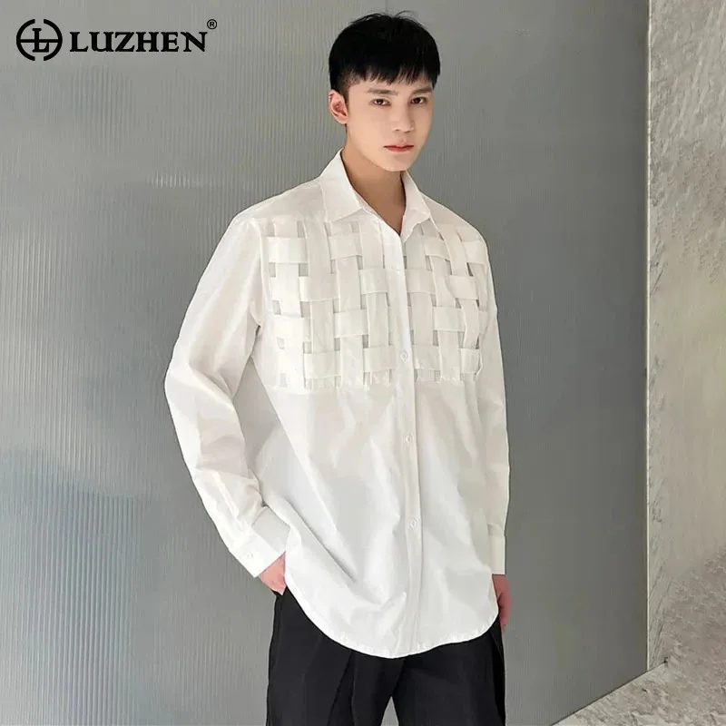 

LUZHEN 2024 Spring Trendy Men Elegant Plait Design Long Sleeve Shirt Men's Street Korean Reviews Many Clothes Loose Tops LZ3672