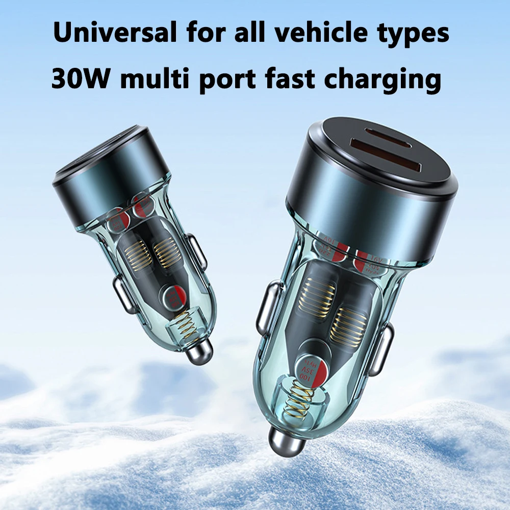 شاحن سيارة عالمي كامل البروتوكول شحن سريع للغاية 100 واط واحد إلى اثنين QC شحن رئيس PD 30 واط شاحن سيارة