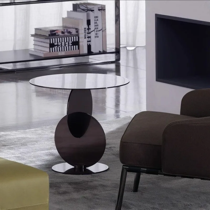 

Simple modern designer stainless steel side table creative personalized sofa round side table Italian style coffee table home