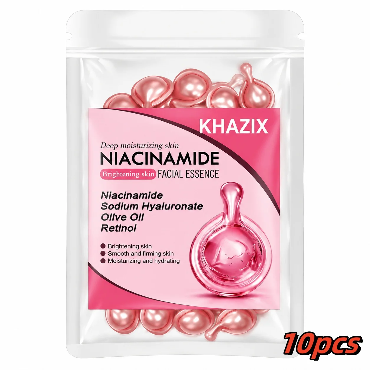 (0,5 g x 10 Kapseln)/Beutel - 1 Beutel Niacinamid-Gesichtsessenz-Kapseln, enthält Retinol, Olivenfruchtöl, Gardenienextrakt, aufhellend