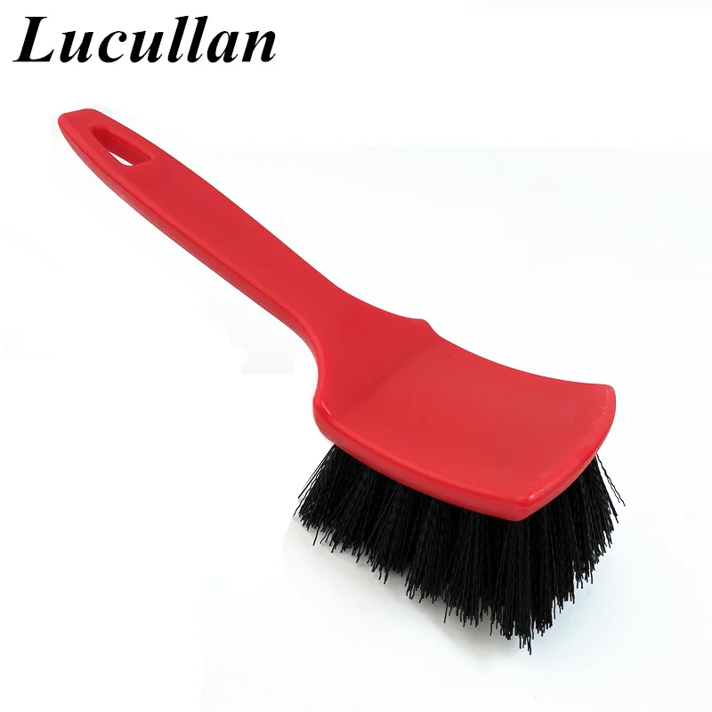 Lucullan Red Tire Brush – Premium Stiff Wheel Cleaning Brush for Auto Detailing & Carpet Tire Car Cleaning Use