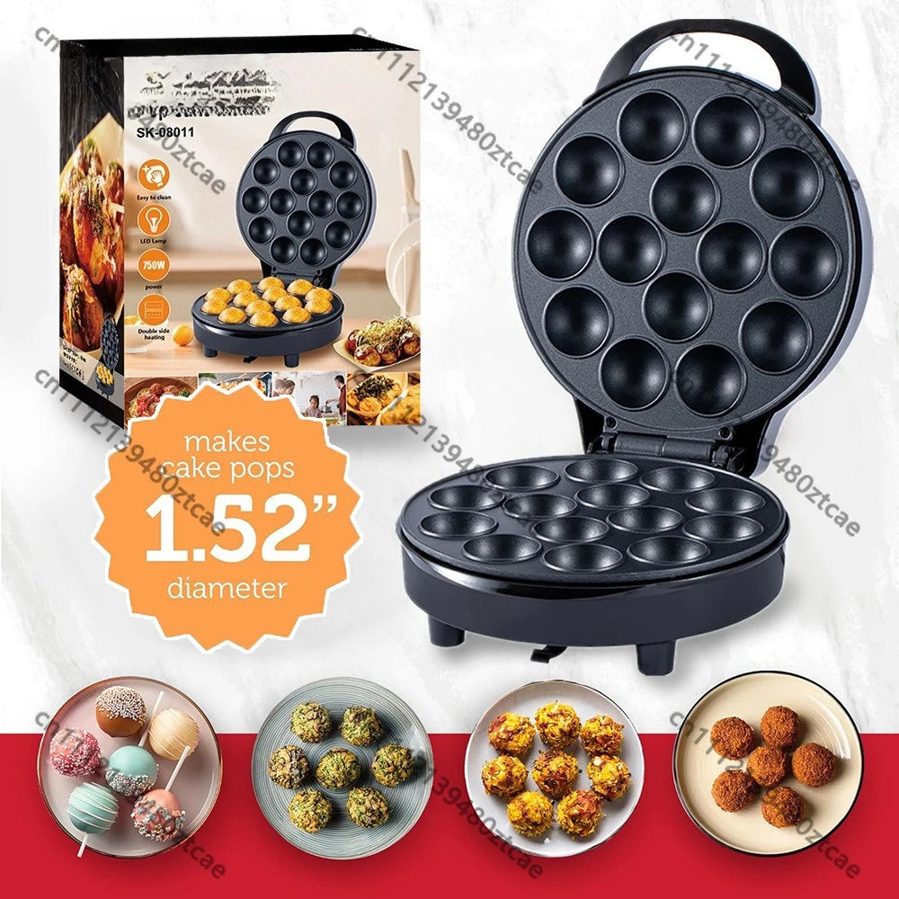 14 Cavity Electric Cake Pop & Takoyaki Maker Non-Stick Coating Baking Machine, Mini Pancake Egg Cake Oven for Kids Party