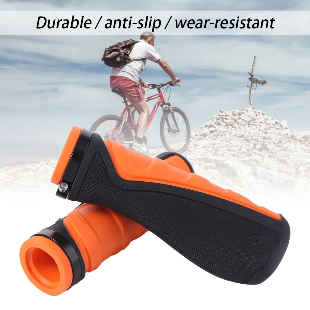

Anti Slip Cycling Handle Grips Orange Black Lock Design Bicycle Handlebar Shockproof Soft Rubber Electric Scooter Handlebar