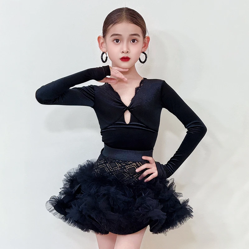 Sukienka na zawody tańca towarzyskiego dla dzieci, strój do tańca dla dziewcząt, sukienki do tańca latynoamerykańskiego, kostium sceniczny SL14543