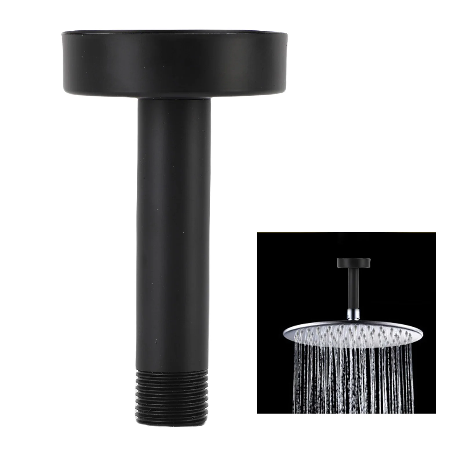 G1/2 Stainless Steel Ceiling Shower Arm with Flange 3 Inch Rainfall Shower Extension Pipe for Bathroom Concealed Mount