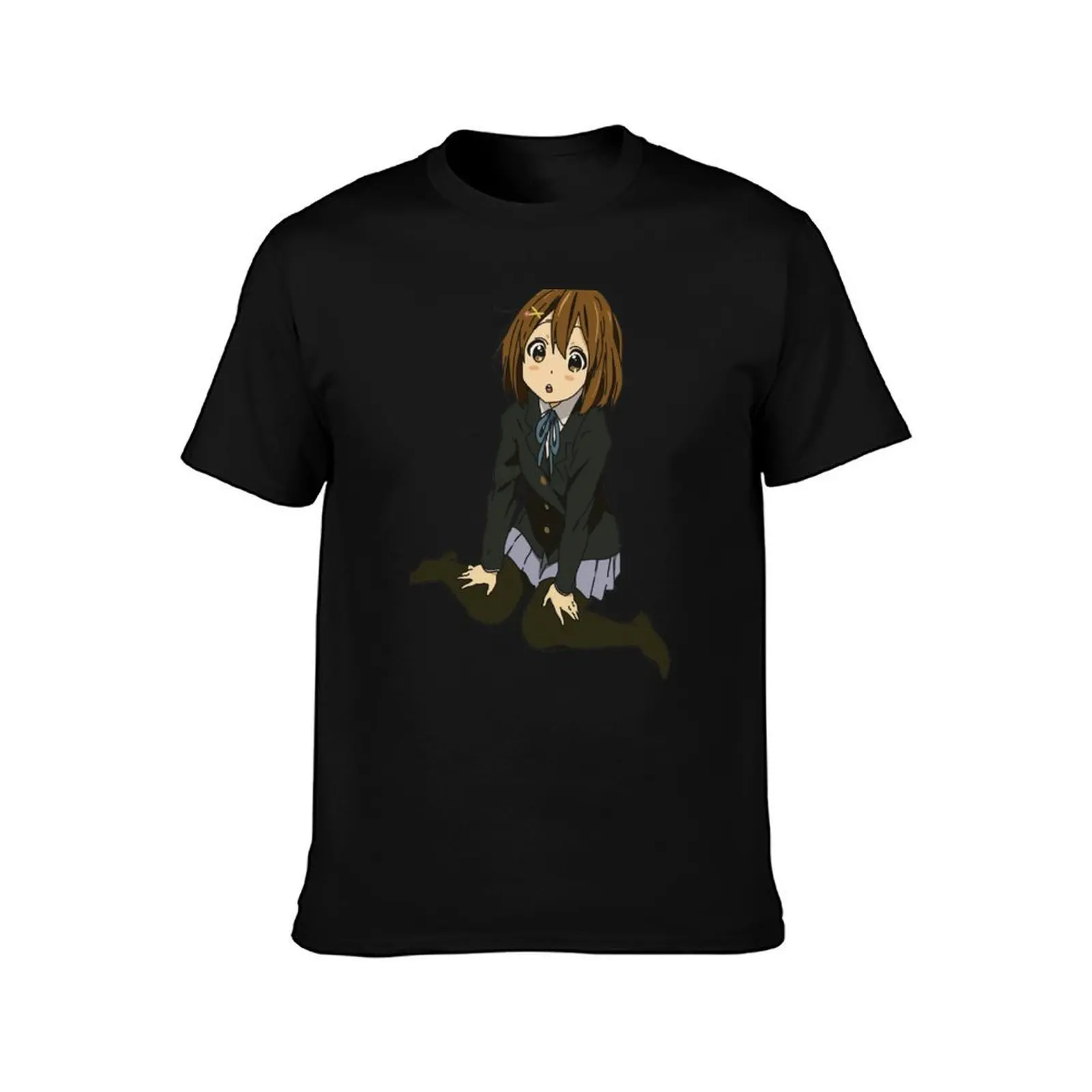 K-On! - Yui Hirasawa Cute Sitting Pose T-Shirt Fashion Casual Short Sleeve T-Shirt