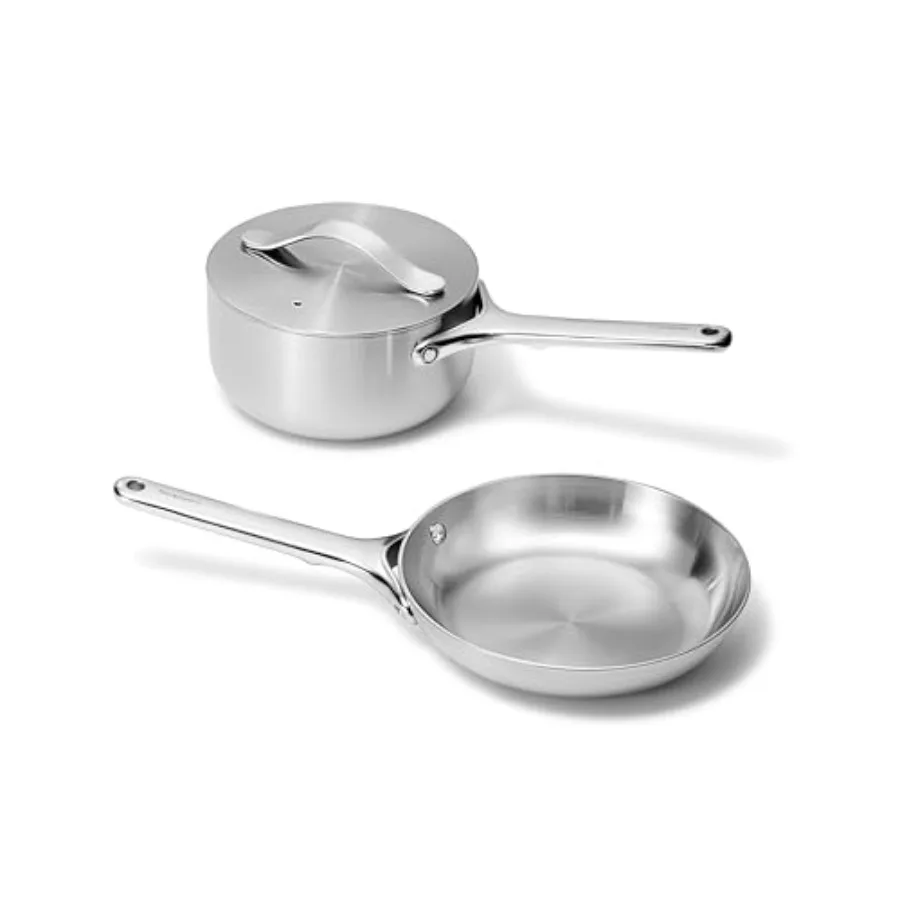 

Stainless Steel Mini Duo Set with 5Ply Construction for Superior Heat Distribution: 8Inch Fry Pan and 1.75Quart Sauce Pan Ideal