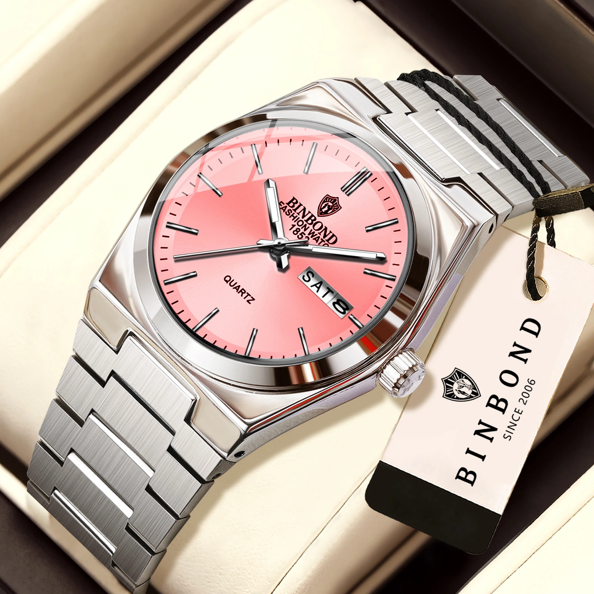 BINBOND Quartz Watches For Women Luxury Luminous Waterproof Auto Date Week Display Women's Watch Reloj Ladies Timepiece