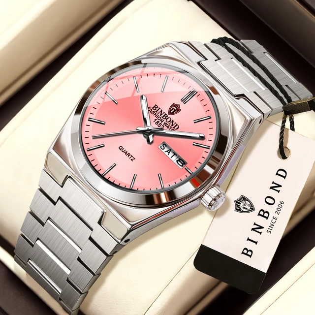 BINBOND Quartz Watches For Women Luxury Luminous Waterproof Auto Date Week Display Women's Watch Reloj Ladies Timepiece
