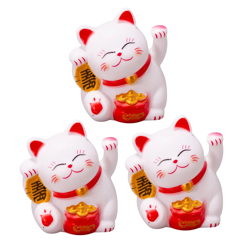 3Pcs Lovely Cat Cake Topper White Vinyl Food Safe Dessert Ornament Party Supply Birthday Cake Decoration Dessert Ornament