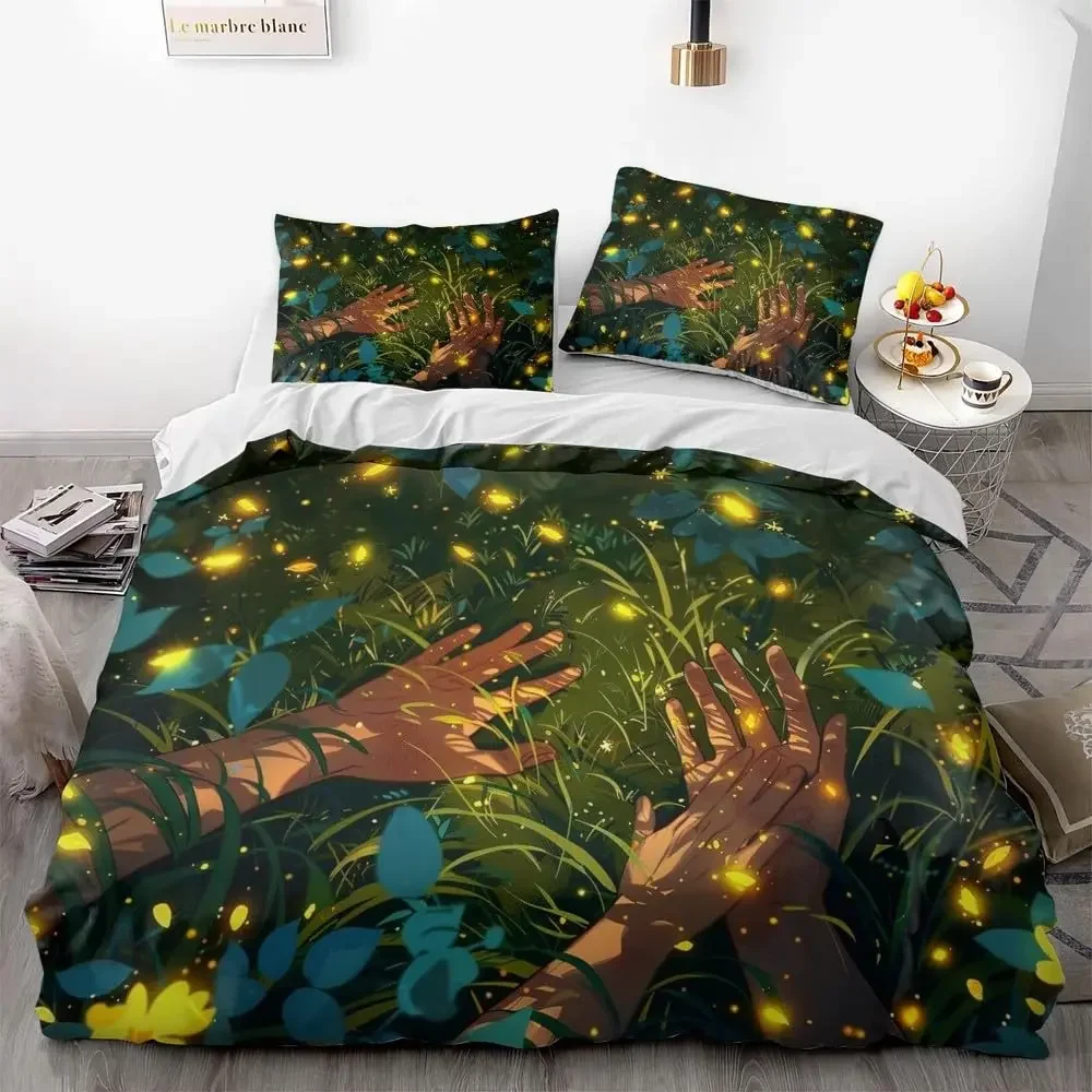 Firefly Duvet Cover Natural Bedding Set Twin King Size Tree Branches Comforter Cover for Boys Girls Soft Microfiber Quilt Cover