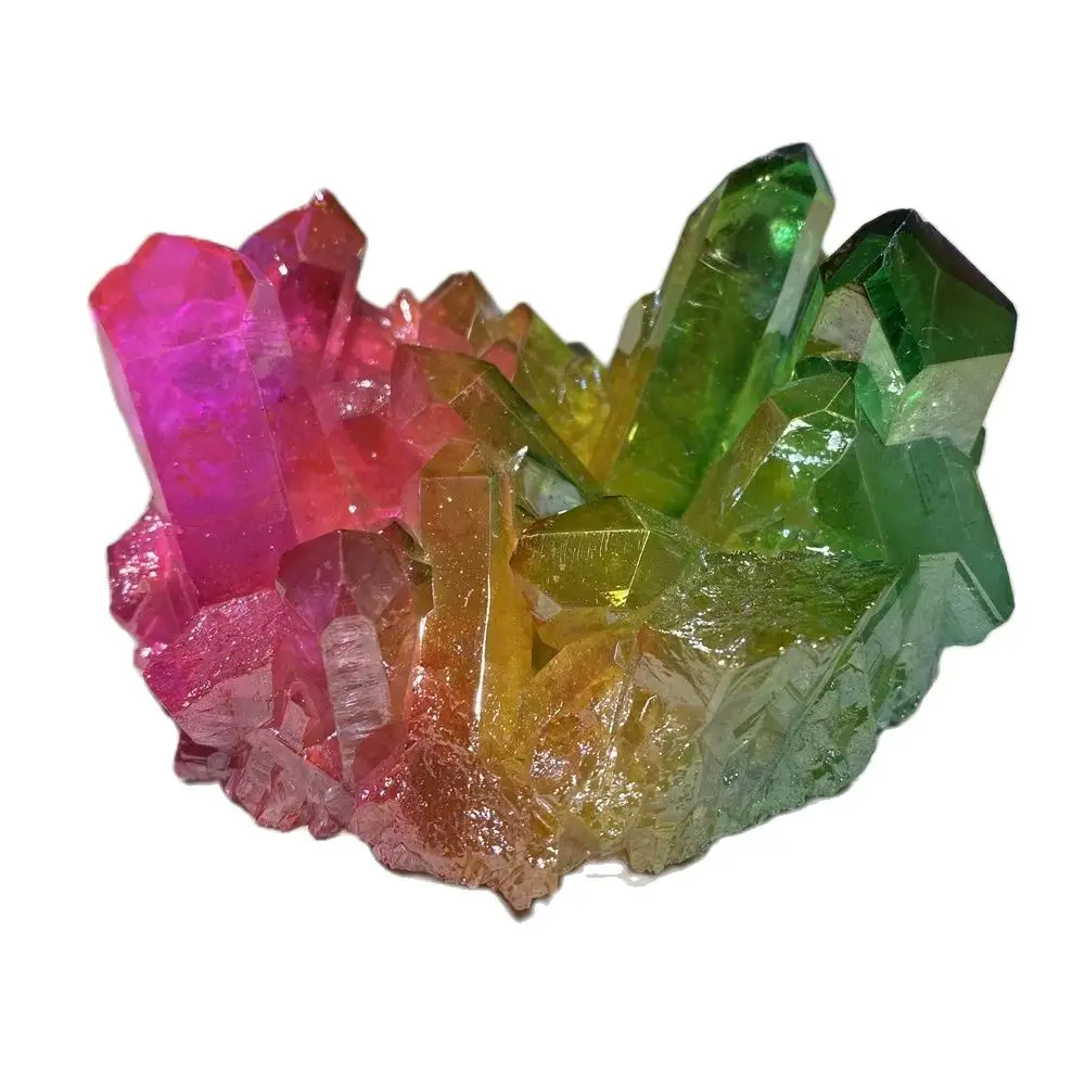Natural Crystal Cluster Electroplate Rainbows  Raw Crystals Quartz Crystal Point Home Decor Healing Gem Obelisk Gifts
