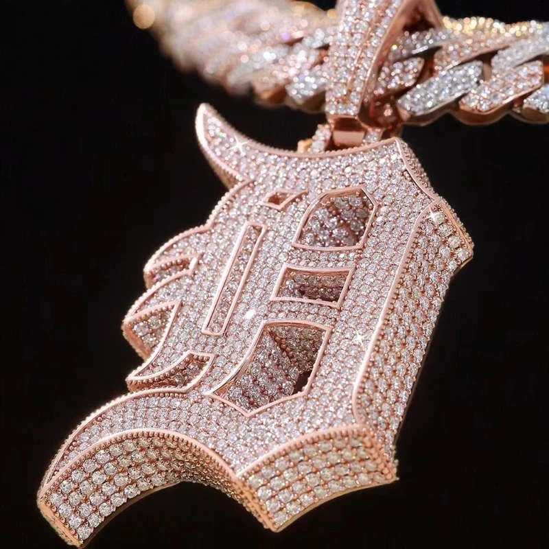 

VVS Mossanite Diamond Pendant Iced Out Hiphop Jewelry Initial Letter 925 Sliver Hiphop Custom Moissanite Pendant