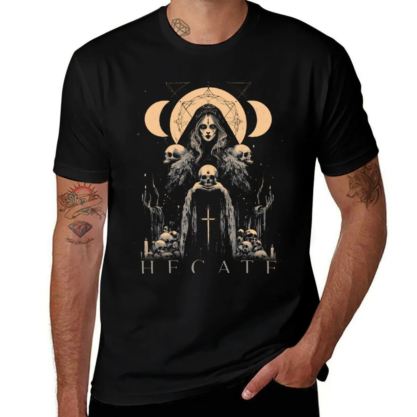 Hecate Greek Goddess of Witchcraft, Magic, The Night, The Moon. Goth Esoterica T-Shirt fashion shirts men workout shirt