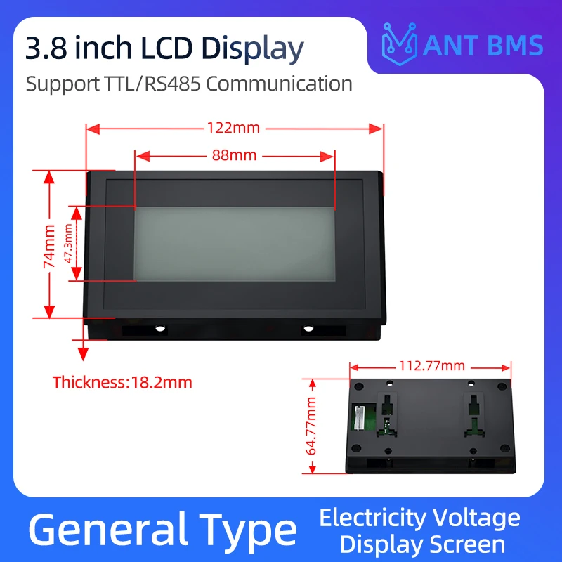 3.8 Inch Display ANT BMS 7-16S 8-20S 22S 24S  Power Supply 24-100V