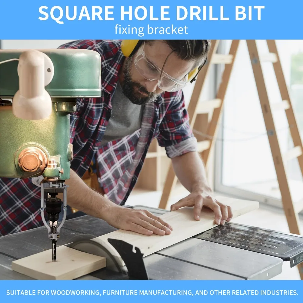

Quick Installation Square Hole Drill Bit Adapter Sturdy Easy Disassembly Hand Drill Hole Bracket Durable Woodworking Drill Tools